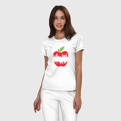Пижама хлопковая женская Нью-Йорк большое яблоко, цвет: белый — фото 2