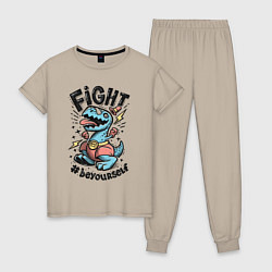 Пижама хлопковая женская Fight Light, цвет: миндальный