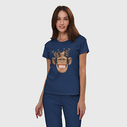 Пижама хлопковая женская Monkey king, цвет: тёмно-синий — фото 2