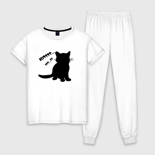Женская пижама Силуэт котёнка мур / Белый – фото 1
