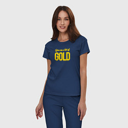 Пижама хлопковая женская Give me a lot of gold, цвет: тёмно-синий — фото 2