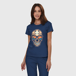 Пижама хлопковая женская Summer skull, цвет: тёмно-синий — фото 2