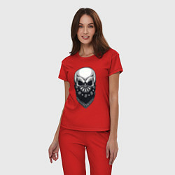 Пижама хлопковая женская Gangster skull, цвет: красный — фото 2