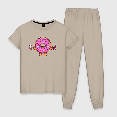 Женская пижама Пончик со штангой / Миндальный – фото 1