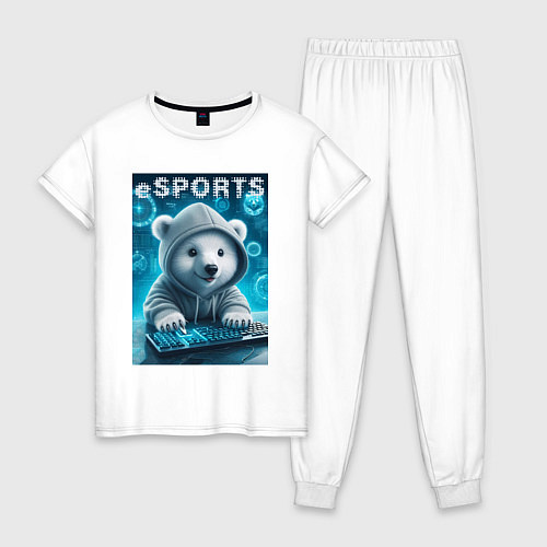 Женская пижама Белый медвежонок - киберспорт / Белый – фото 1