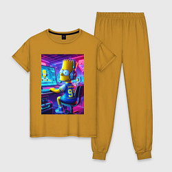 Пижама хлопковая женская Bart Simpson - esports, цвет: горчичный