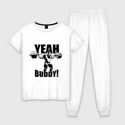 Пижама хлопковая женская Ronnie Coleman - yeah buddy, цвет: белый