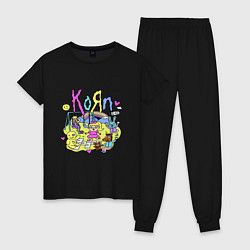 Пижама хлопковая женская Korn - childs, цвет: черный