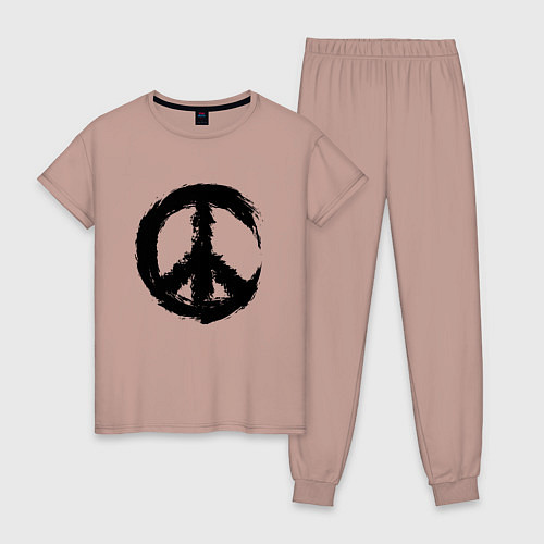 Женская пижама Знак мира пацифик крест / Пыльно-розовый – фото 1