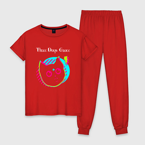 Женская пижама Three Days Grace rock star cat / Красный – фото 1