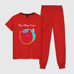 Пижама хлопковая женская Three Days Grace rock star cat, цвет: красный