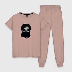 Пижама хлопковая женская Бтс тэхен арт bts, цвет: пыльно-розовый