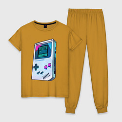 Пижама хлопковая женская Гейм бой - тетрис, цвет: горчичный