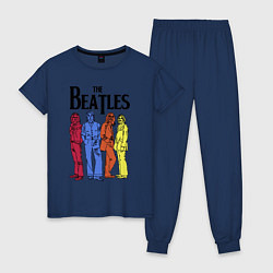 Пижама хлопковая женская The Beatles all, цвет: тёмно-синий