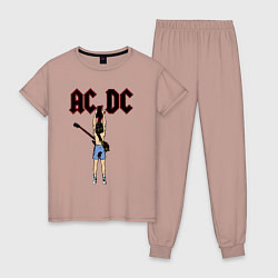 Пижама хлопковая женская Angus Young, цвет: пыльно-розовый