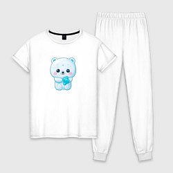 Пижама хлопковая женская Белый полярный медвежонок, цвет: белый
