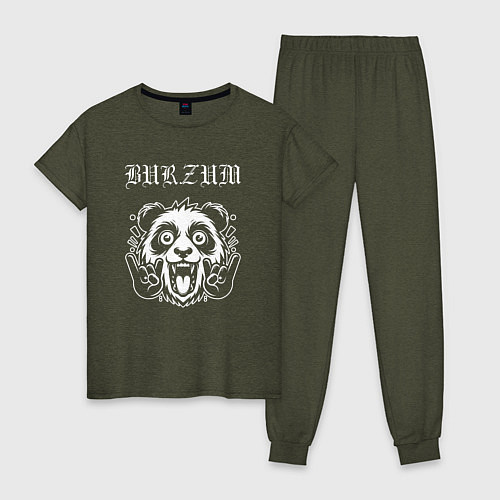 Женская пижама Burzum rock panda / Меланж-хаки – фото 1