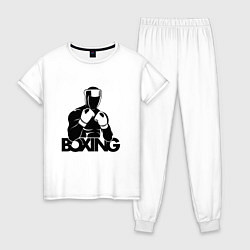 Пижама хлопковая женская Boxing art, цвет: белый