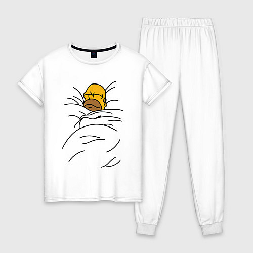 Женская пижама Гомер в кровати / Белый – фото 1