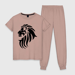 Пижама хлопковая женская Лев тату, цвет: пыльно-розовый