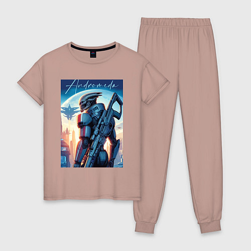 Женская пижама Mass Effect - alien andromeda ai art / Пыльно-розовый – фото 1