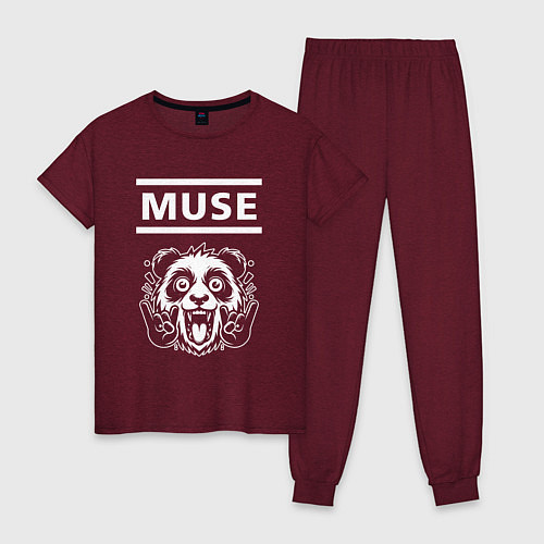 Женская пижама Muse rock panda / Меланж-бордовый – фото 1