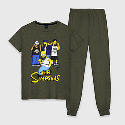 Пижама хлопковая женская Simpsons - Cypress hill, цвет: меланж-хаки