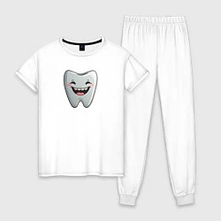 Пижама хлопковая женская Улыбающийся зуб, цвет: белый