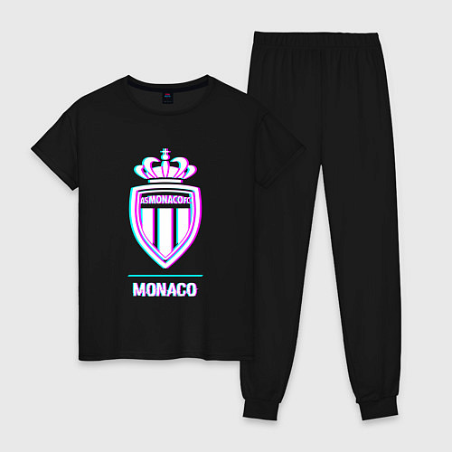 Женская пижама Monaco FC в стиле glitch / Черный – фото 1