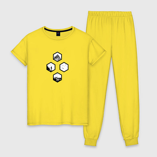 Женская пижама Турист, горы и птицы / Желтый – фото 1