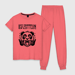 Пижама хлопковая женская Led Zeppelin - rock panda, цвет: коралловый