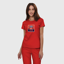Пижама хлопковая женская НЛО без паники, цвет: красный — фото 2