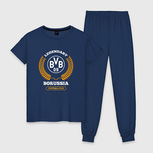 Женская пижама Лого Borussia и надпись legendary football club / Тёмно-синий – фото 1