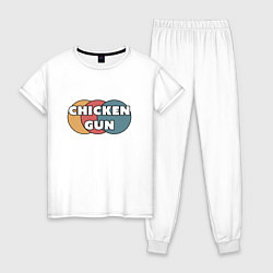 Пижама хлопковая женская Chicken gun круги, цвет: белый