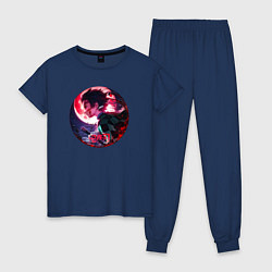 Пижама хлопковая женская Клинок, рассекающий демонов - Tanjirou Kamado, цвет: тёмно-синий