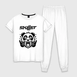 Пижама хлопковая женская Skillet - rock panda, цвет: белый