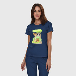 Пижама хлопковая женская Милый маленький жираф, цвет: тёмно-синий — фото 2