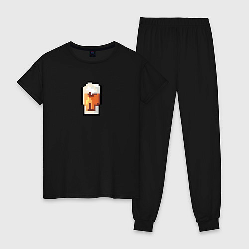 Женская пижама Пиксельный бокал пива / Черный – фото 1