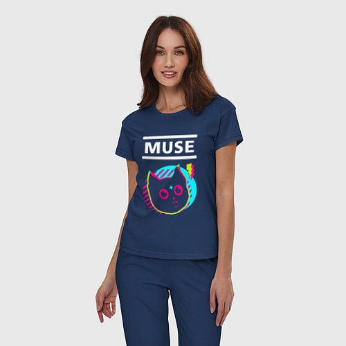 Женская пижама Muse rock star cat / Тёмно-синий – фото 3