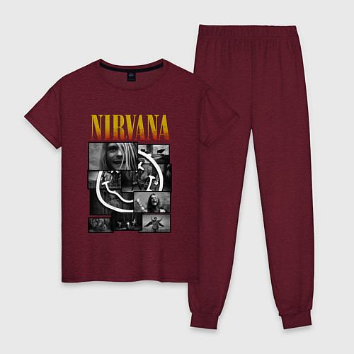 Женская пижама Nirvana kurt krist dave / Меланж-бордовый – фото 1