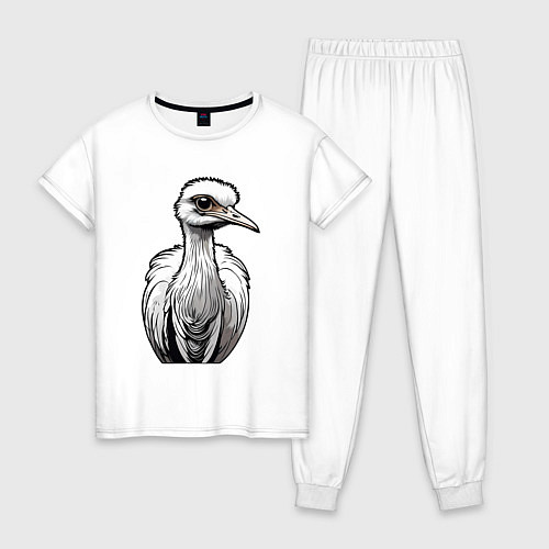 Женская пижама Страус рисованый / Белый – фото 1