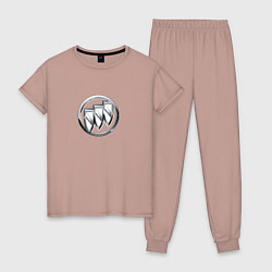 Пижама хлопковая женская Buick logo металик, цвет: пыльно-розовый