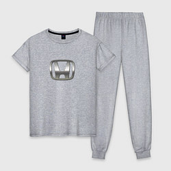 Пижама хлопковая женская Honda logo auto grey, цвет: меланж