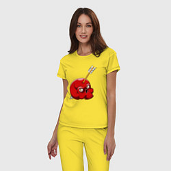 Пижама хлопковая женская Стрела в черепе, цвет: желтый — фото 2