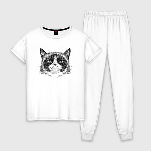 Женская пижама Grumpy cat мем / Белый – фото 1