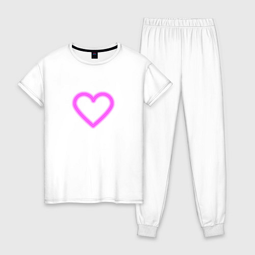 Женская пижама Розовое неоновое сердце / Белый – фото 1