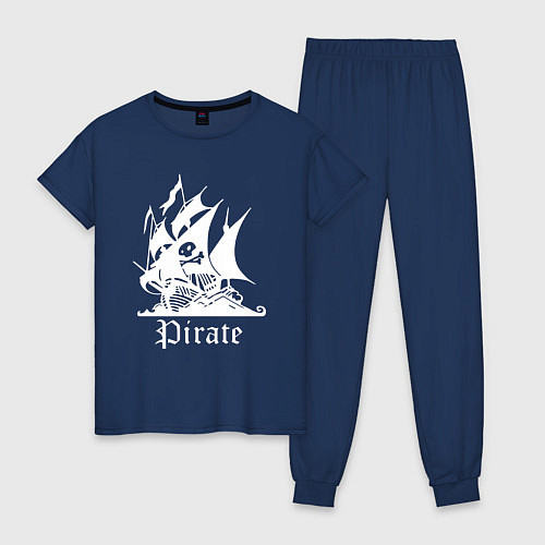 Женская пижама Пиратский корабль весёлый Роджер / Тёмно-синий – фото 1