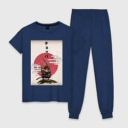 Пижама хлопковая женская Тони Тони Чоппер самурай, цвет: тёмно-синий