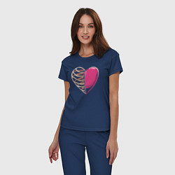 Пижама хлопковая женская Сердце в груди, цвет: тёмно-синий — фото 2