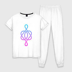 Пижама хлопковая женская Кельтский фиолетовый узор, цвет: белый